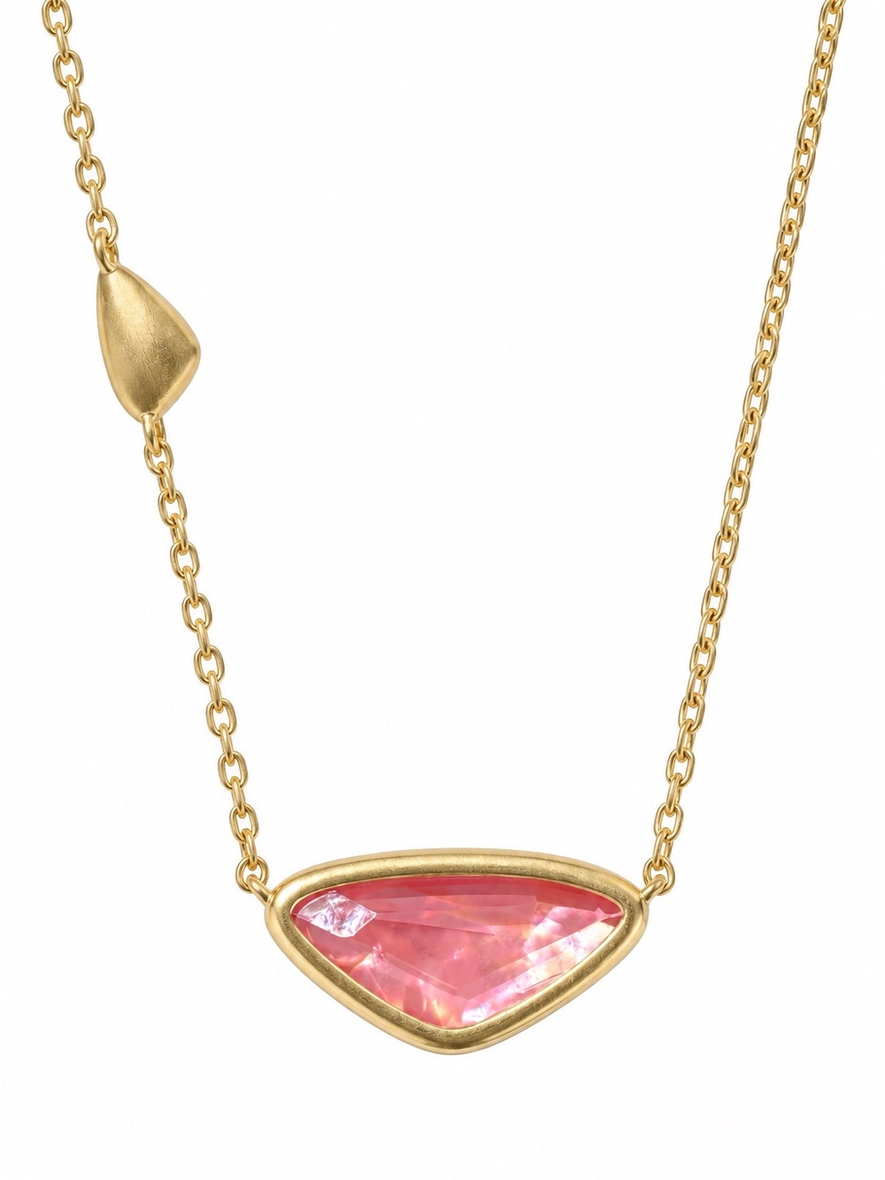 Kendra Scott Margot Necklace Vintage Gold in Pink Coral Iridescent Abalone.